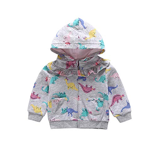 0-3 Years Old Toddler Baby Boys Girls Long Sleeve Cartoon Dinosaur Printed Hoodies Kids Infant Cute Warm Sweatshirt Zip-up Jacket Coat (3T, Multi Dinosaur)