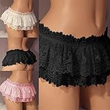 SMDSAZ Mens Panties Sissy Cross Dressing Underwear Sexy Soft Ruffled Skirt Sissy Lace Color : Pink, Size : XL X-Large