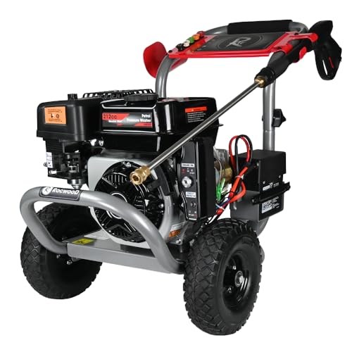 4800 PSI Petrol Pressure Washer RocwooD 7HP 212cc 4-Stroke Engine Electric & Recoil Start 9.5L/min Power Jet Washer 5 Quick-Connect Nozzles 3.6L Detergent Tank