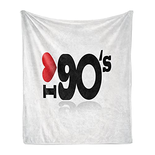 Lunarable 90s Throw Blanket, I Love 90's Illustration Memories Long