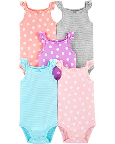 Image of Carter's Baby Girls 5 Pack Bodysuit Set, Polka Dots, 6 Months
