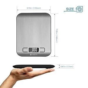 Etekcity Food Kitchen Scale, Digital Grams and Ounces for Weight Loss, Baking, Cooking, Keto and Meal Prep, LCD Display, Medium, 304 Stainless Steel Etekcity Food Kitchen Scale Digital Grams and Ounces for Weight Loss Baking Cooking Keto and Meal Prep LCD Display Medium 304 Stainless Steel