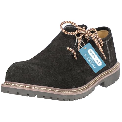 Trachtenschuhe Herren - Haferlschuhe für Männer - Florian - Echtes Rindsleder - Optimale Passform und traditionelles Design - Herrenschuhe fürs Oktoberfest und Feierlichkeiten - Schwarz - Gr. 45