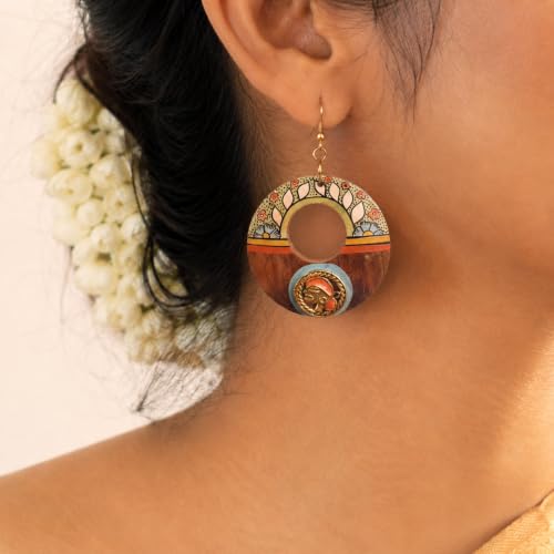 Image of Royal Queen & Empress Handcrafted Tribal Dhokra Earrings Collection for Women - Wooden, Fabric & Round Statement Ethnic Designs in Multiple Colours