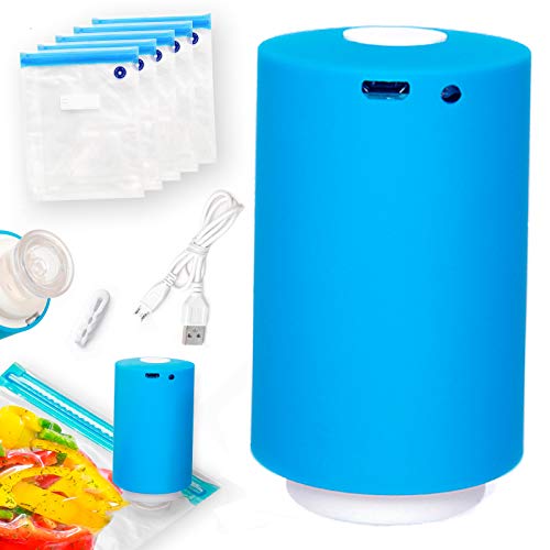 Portable Vacuum Sealer with USB Interface for Charging, Mini Vacuum Pump for Food Storage and Clothes, Vacuum Sealer Handheld for Multi-Purpose Usage with Zipper Bags Features