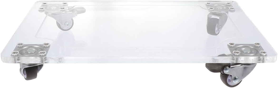 Mikikit Square Plant Container Holder Tray 11.81X7.87X1.77 Inch Moveable Flowerpot Tray with Quiet Wheels Indoor Outdoor Gardening Plant Pot Accessories