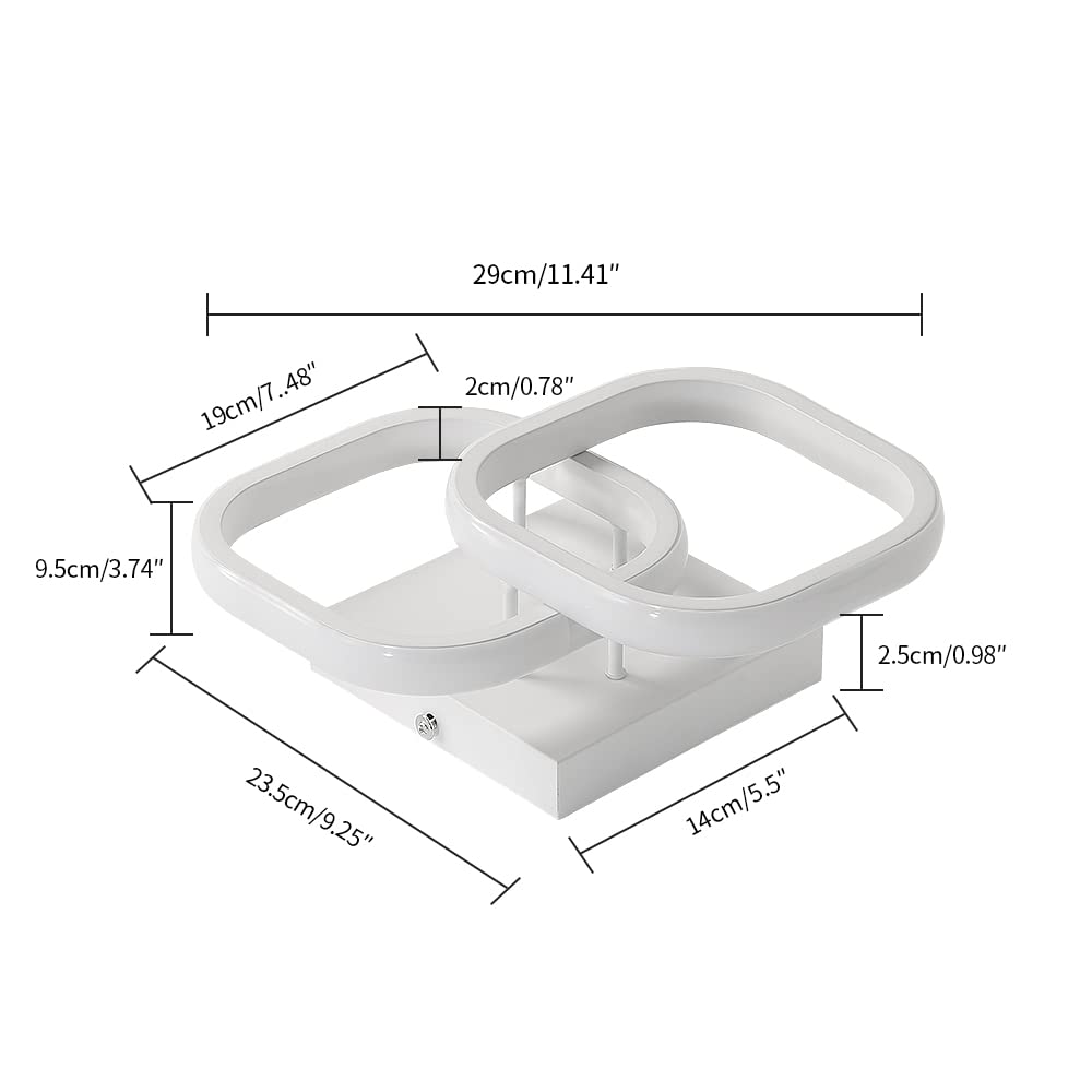 Lámpara de Techo LED Moderno, Luz de Techo Cuadrada Simple | 22W Plafón LED Techo de Acrílico Blanco para Dormitorio, Sala de Estar, Comedor, Cocina, Pasillo, L23.5*W23.5*H9.5CM