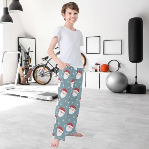 Boy's Lounge Pants Santa Claus Glass Snowflake Kids Jogger Pants Elastic Waist Long Bottoms with Pockets 6-14 Years 6