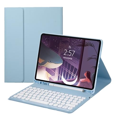 お洒落 iPad Pro 11 2024 第5世代 キーボード付きケース 人気 Apple Pencil 収納 マグネット分離式 丸型キー アイパッド Pro 2024 11インチ キーボード カバー 薄型 軽量 可愛い Bluetoothキーボード,ブル