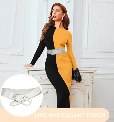 Initlove Wide Stretchy Belt for Women Elastic Waist Belt Waistband for Dresses3