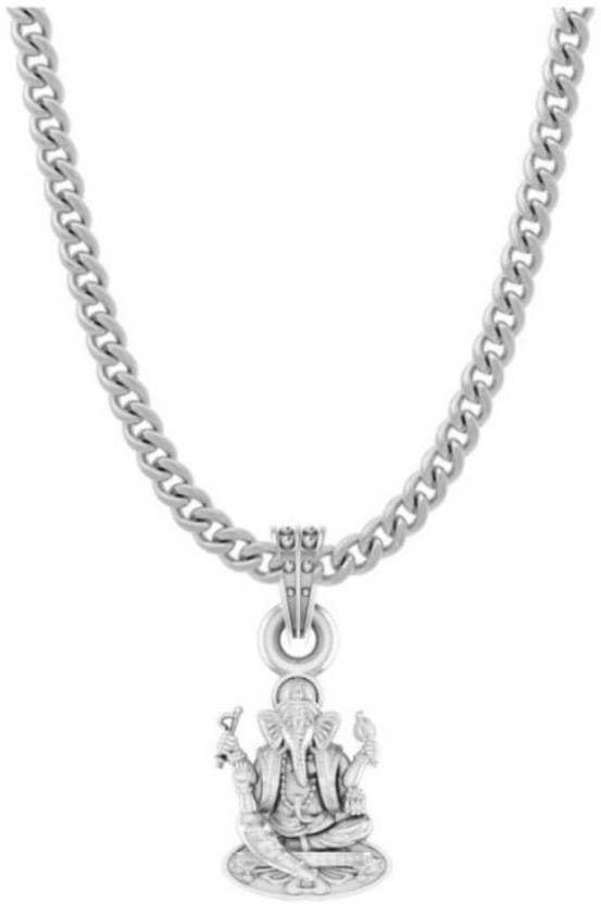 Pendentif Ganesh Ji argent sterling 92,5 avec chaîne gourmette 55,9 cm