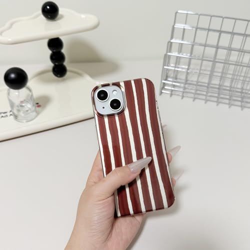 Coque de téléphone à rayures iPhone 14 et 13 jolie coque fine esthétique