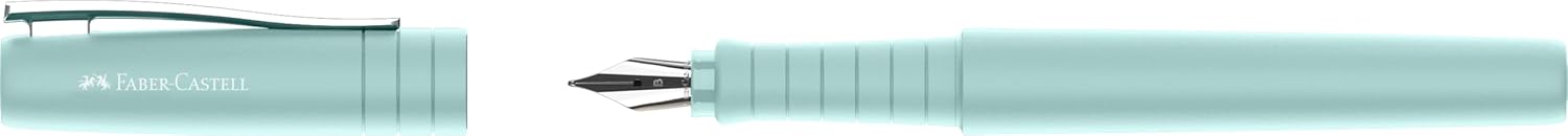 Faber-Castell 241010 Poly Pen Fountain Pen, Caribbean Blue Body, Broad Nib, Designed in Recycled Plastic with Ergonomic Grip, Smooth Writing, Ideal for Students