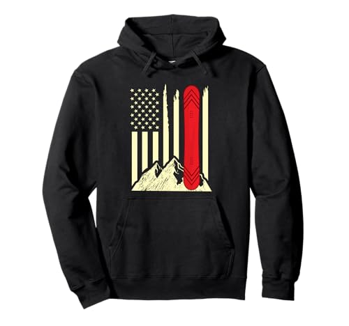 Snowboard Esquí Snowboard Bandera Americana Snowboarder Sudadera con Capucha