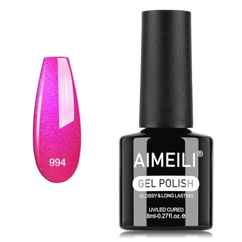 AIMEILI Esmalte Semipermanente Gel UV para Uñas Color Rosa Brillante 8ml, Remoción Fácil UV/LED Soak Off Rosa Brillante para Manicura Nail Art Salon Home DIY, 994