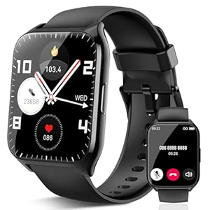 Smart Watch for Men Women (Answer/Make Calls), Smart Watches with 1.85 HD Touch Screen, 112+ Sport Modes, Step Counter, IP68 Waterproof, Heart Rate/Sleep Monitor Fitness Watch for iOS Android, Black