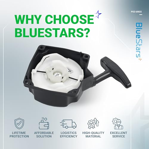 BlueStars 63022 Pull Start Starter Recoil - Compatible with 52cc 2HP Harbor Freight Predator Earth Auger Quake MC43 52CC 2HP - Pack of 2 by BlueStars - Image 8