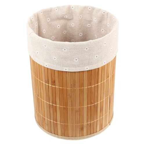 Levemolo 1Pc Foldable Bamboo Woven Storage Basket for Clothes Laundry Organizer Sundries Basket Clothes Storage Container Design Decorative Waste Bin