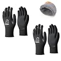 toolant 2 Pairs Winter Work Gloves for Men & Women, Freezer Gloves with Dual-Layer Sandy Latex, Super Durable & Grip, Insulated Liner for Cold Weather, Touchscreen, M, Black