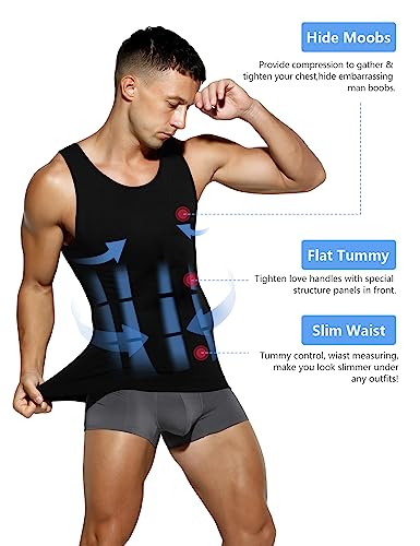 Arjen Kroos Men's Compression Tank Top Undershirts Slimming Body Shaper Muscle Vest,Ml2003-Black,Medium #TOP3