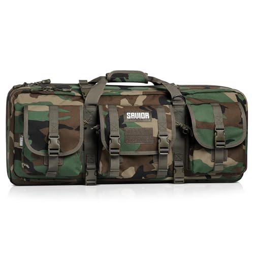 Savior Equipment American Classic Shorty Tactical Double Short Gun Case Pistol Bag, Spacious Front Pockets, Padded Shoulder Strap Included