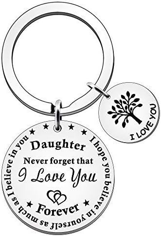 JETTOP Daughter Gifts Keyring Inspirational Key Ring to Daughter Birthday Christmas Gift from Mum Dad Never Forget That I Love You