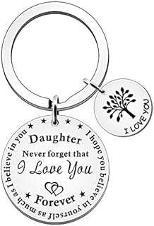 JETTOP Daughter Gifts Keyring Inspirational Key Ring to Daughter Birthday Christmas Gift from Mum Dad Never Forget That I Love You