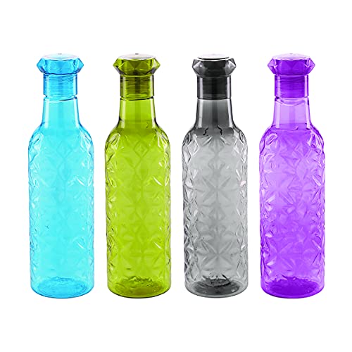 Iceberg Unbreakable PET Fridge Water Bottle,Set of 4,1000 ml,Multicolor
