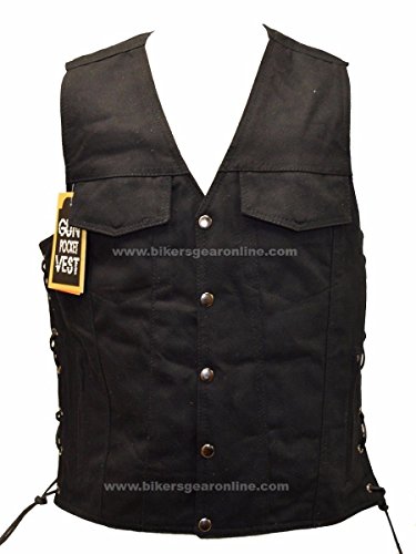 Men’S Lightweight Black Motorcycle Denim Motorcycle Club Vest Gun Pockets New (5XL Regular)