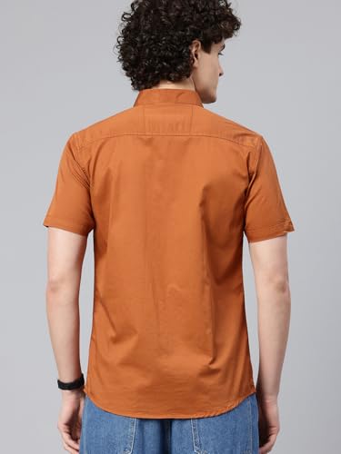 Image of Majestic Man Slim Fit Pure Cotton Half Sleeve Solid Casual Shirt