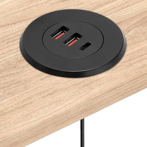 Escritorio Power Grommet - Hub del Cargador USB Empotrado, Puerto de Cable de Enjuague | Enchufe de Montaje para Mesa, Bloque de Carga de Orificio de Muebles, estación de Enchufe para Tableta