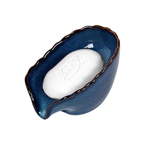 Floatant Soap Dish, Ceramic Dish Soap Holder, Self Draining Soap Holder, Easy to Clean Keeps Soap Dry, Soap Dishes for Bathroom, Kitchen, Toilet (Blue) Cover