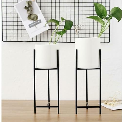 Image of Bee Creative Metal Plant Stand - A Durable and Stylish Display for Your Plants and Home Decor - Three Height Options - Metal Powder-Coated (WHITE /BLACK)