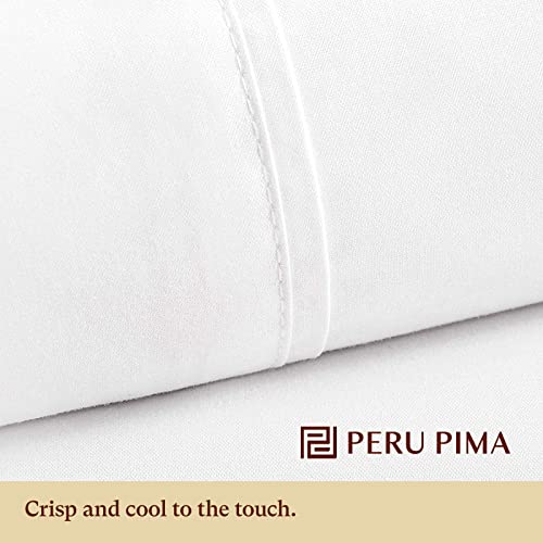 Peru Pima Luxury Bedsheet Set - 100% Peruvian Pure Cotton - 600 Thread Count - Hotel Quality Sateen - Queen Size - White #TOP5