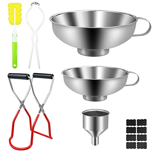 Trichter Edelstahl Set, 7 Stück küche Marmeladentrichter, Einfülltrichter Einmachtrichter mit Glasheber für Füllung Marmelade Chilisoße Würze Getreide Speiseöl Cover