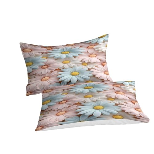 Housse de couette 200x200cm microfibre super douce parure daisy - 5