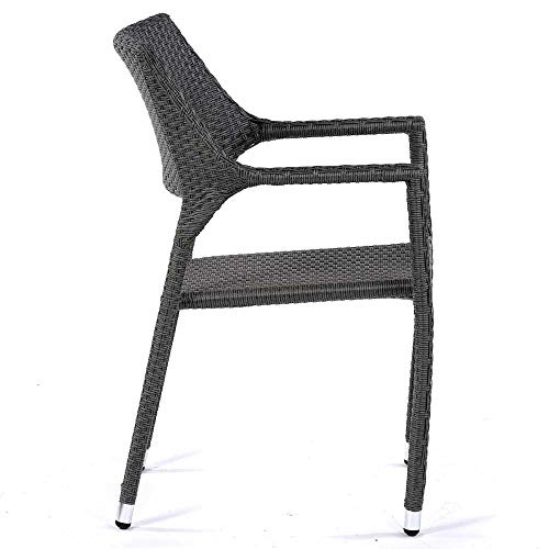 BrackenStyle Oasis Stacking Rattan Garden Armchair - Patio Arm Chair With Dark Grey Cushion - Image 6