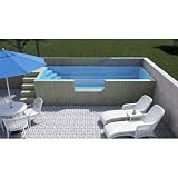Piscina segura para familias con escalones de entrada integrados, ideal para niños y adultos para disfrutar de la natación y la relajación en patios traseros residenciales