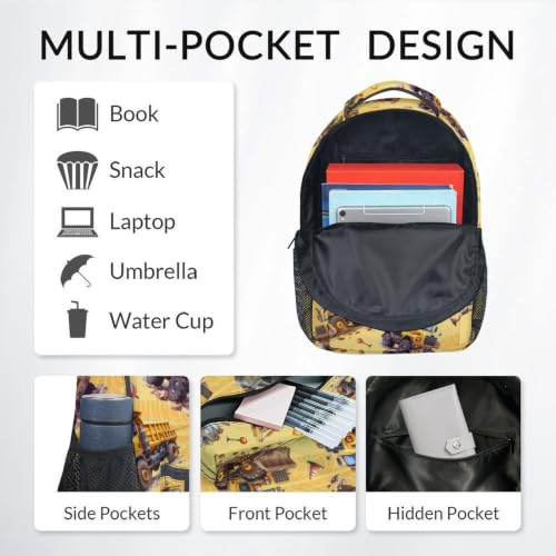 Image of Backpack for Boys - Construction Backpacks Set for Boys - 3Pcs Toddler Bookbag with Lunch Box and Pencil Case - Truck School Bag for Kindergarten /Preschool /Elementary (17 Inch)