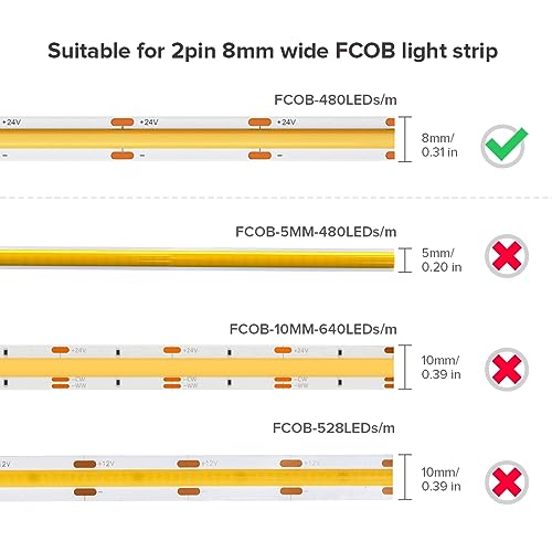 Tira de luces LED COB 10 m 3000K blanco cálido dimmable miniatura 7