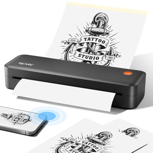 Janolia Wireless Tattoo Stencil Printer-Portable Thermal Printer Machine for 2.24''-8.5'' (A4/ Us Letter) Paper with 2600mAh Battery, iOS/Android Compatible, Ideal for Tattoo Artists & Enthusiasts
