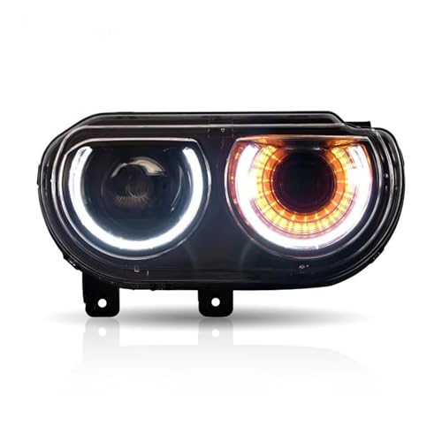 YSQOJF Faros Delanteros Luces de coche faros LED faros delanteros montaje secuencial lámpara delantera de coche para Dodge para Challenger R/T 2008-2014 cubierta lente lámpara