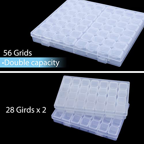 Sghuo 280 Slots 5 Pack 56 Grids Diamond Painting Storage Containers Plastic 5D Diamond Embroidery Storage Box With 400Pcs Label Stickers For Sewing, Nail Diamonds, Diamond Painting Accessories #TOP3