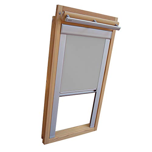 Verdunkelungsrollo Rollo für VELUX Dachfenster TYP GGL/GPL/GHL - 204 - Farbe grau - mit Aluminium Seitenschienen - KLICK Montage