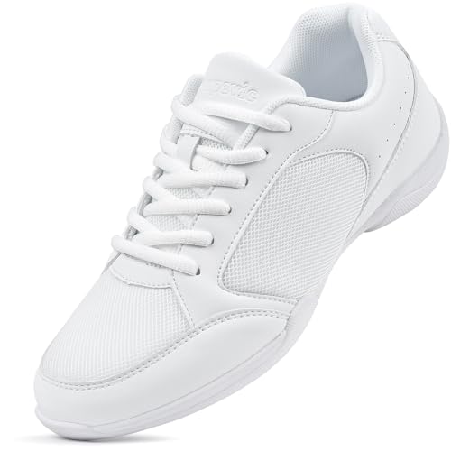 Image of Cheer Shoes for Youth Girls White Cheerleading Athletic Dance Shoes Tennis Sneakers for Competition Sport Training