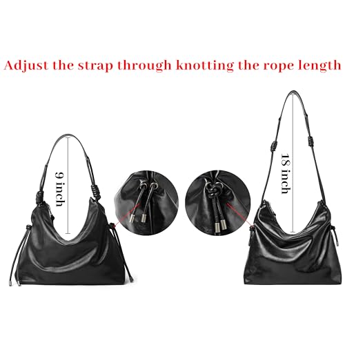 Image of Soft Hobo Bag for Women Large Capacity Travel Designer Shoulder Purse with Knotted Adjustable Strap