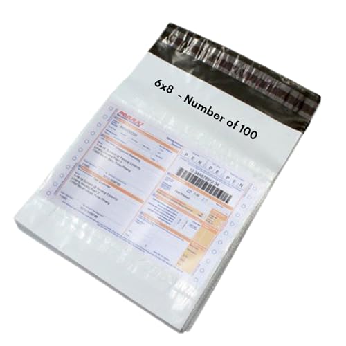 Image of Packaging material 6X8 inch x Pack of 100 | 52 Micron White Poly Bags Mailers with POD | Strong Adhesive Seal | Pouch| packaging materials for small business | Courier Bags | Plastic Pouch