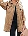 Vetinee Women's Western Jackets for Women Oversized Boyfriend Almond Brown Front Button Up Frayed Raw Hem Long Sleeve Pockets Denim Jean Jacket Shacket XXX-Large Size 24 Size 26