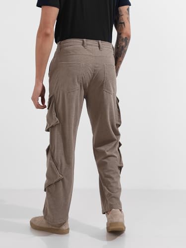 Cargo ample texturé mi-haut homme pantalon large multipoche confortable - 5