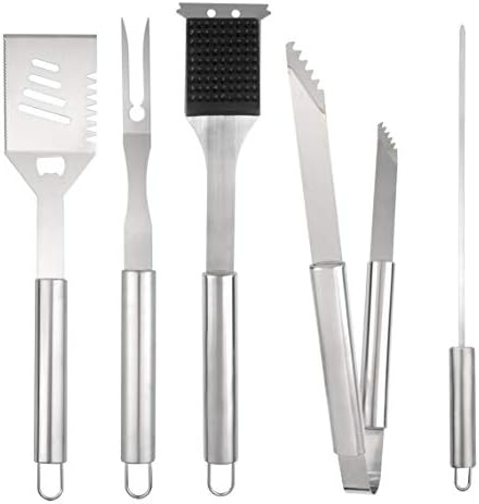 Outdoor Addict BBQ Grill Tool Set - 8-Piece Kit | Heavy Duty Stainless Steel Barbecue Grilling Utensils | Grill Brush, Skewers, Spatula, Fork, Tong | Premium Quality Grilling Accessories